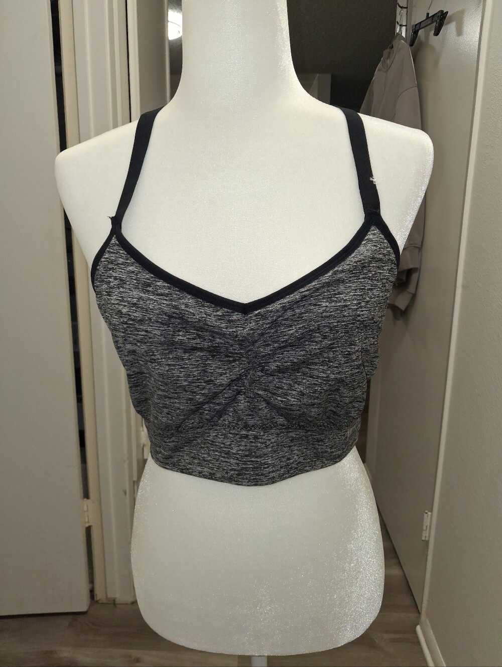 Daisy Fuentes Heathered Gray & Black Trim Sports Bralette
